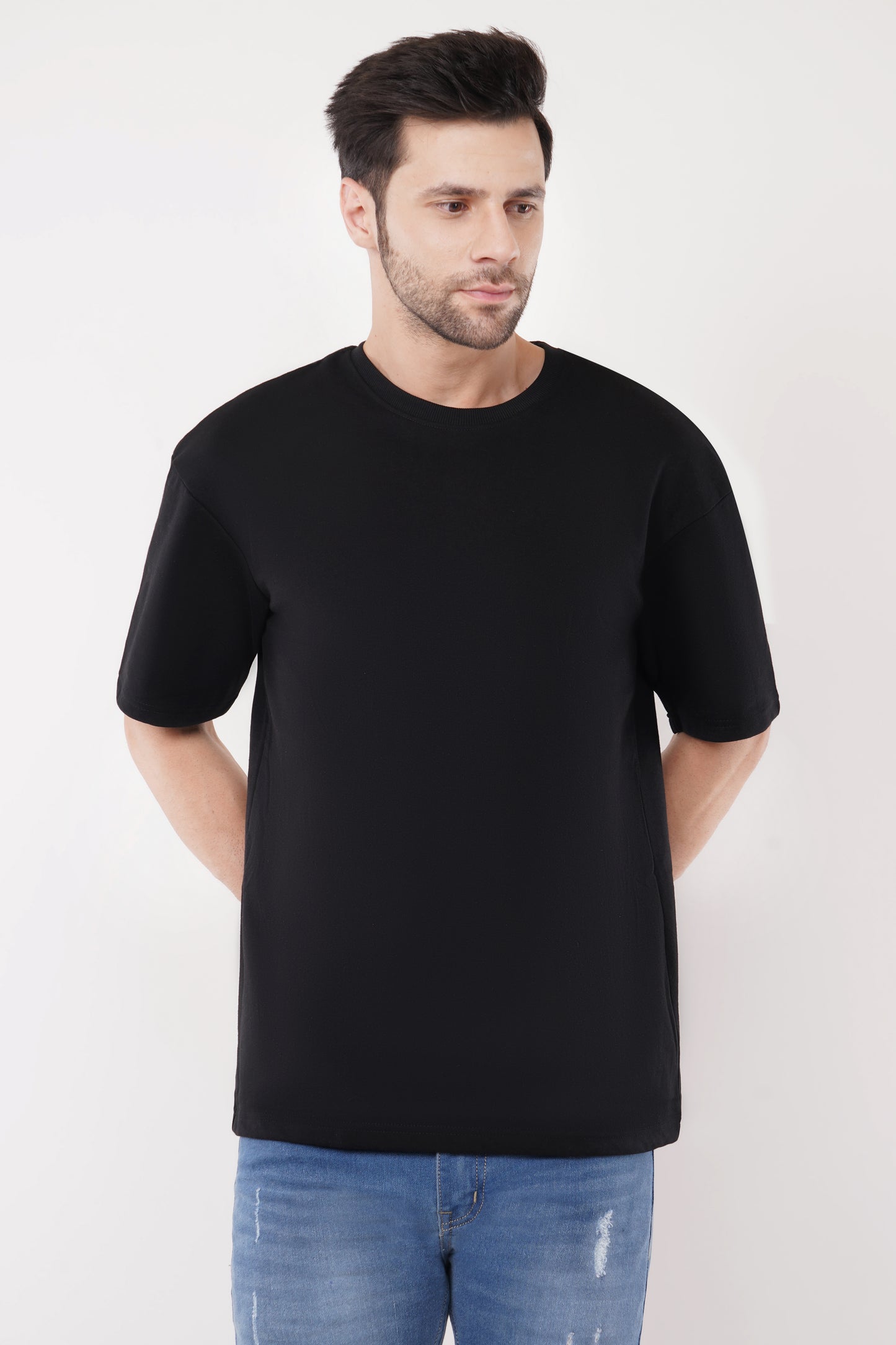 Premium 320 GSM Terry Cotton Black T-Shirt for Men