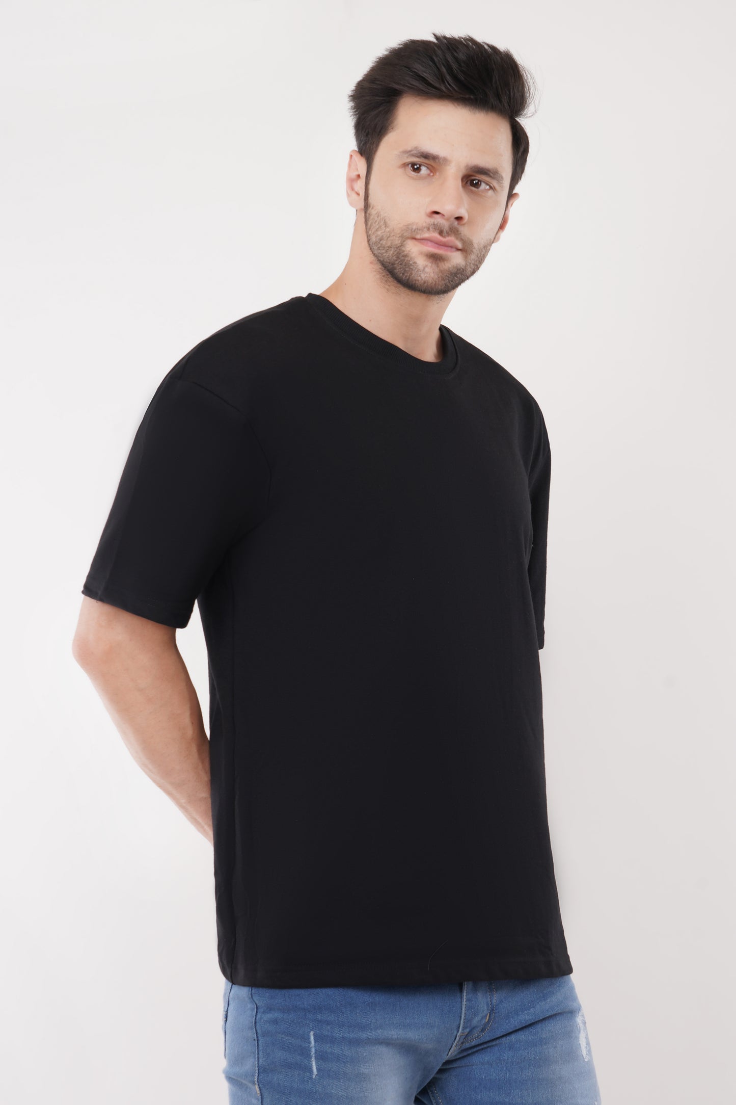 Premium 320 GSM Terry Cotton Black T-Shirt for Men