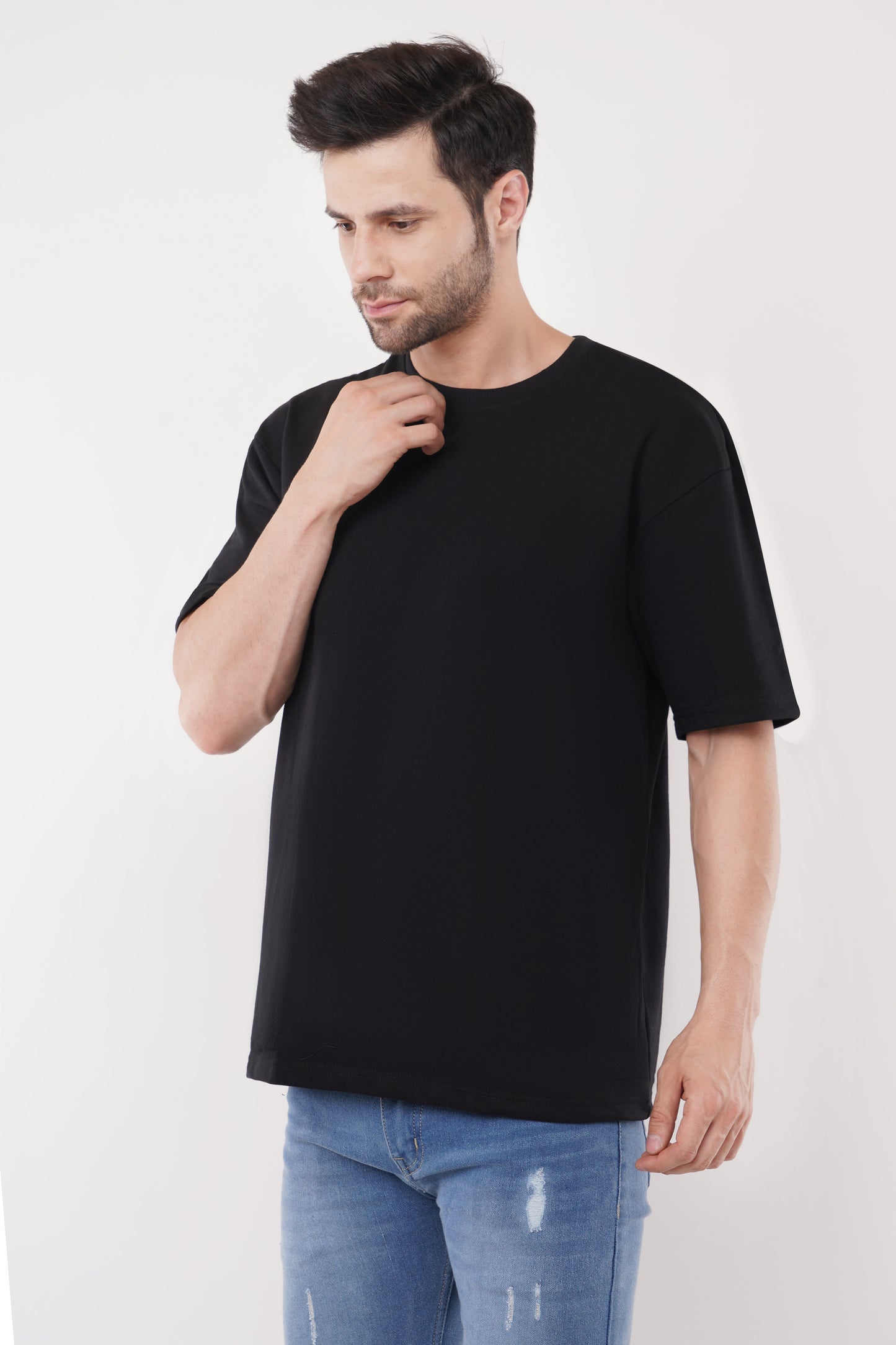 Premium 320 GSM Terry Cotton Black T-Shirt for Men