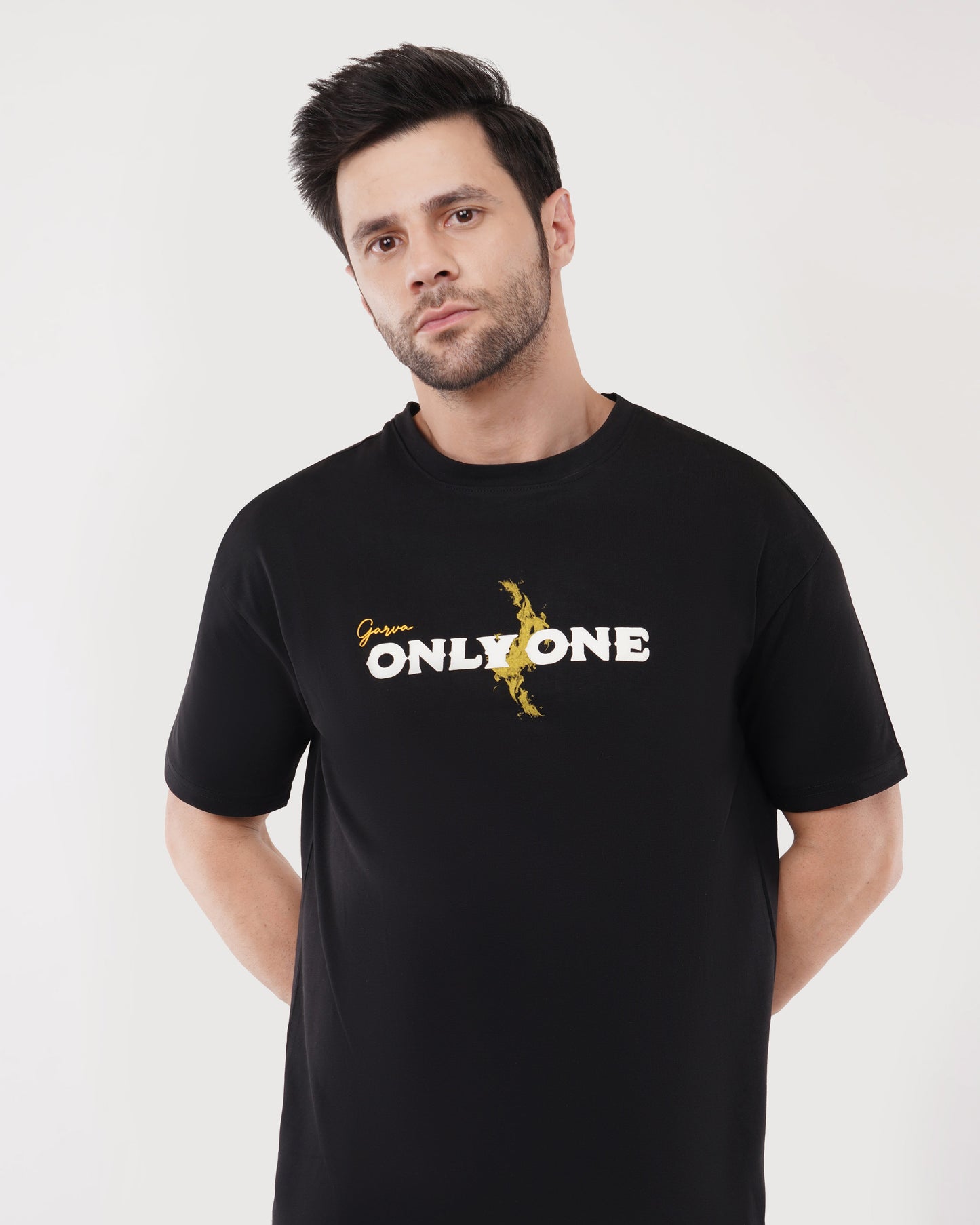 Only One Premium Black T-Shirt – 220 GSM Terry Cotton for Men
