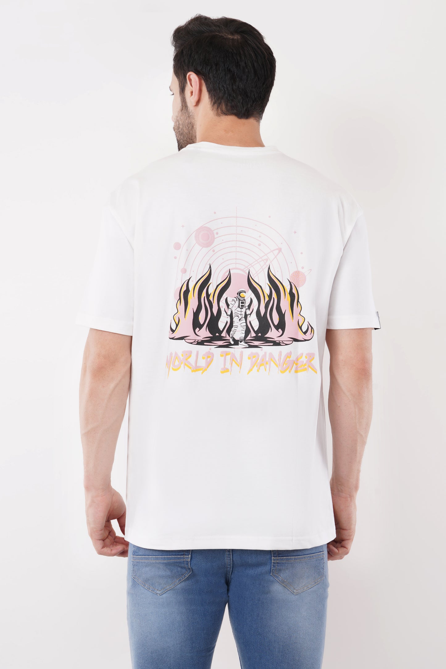 Garva Orbit Vibes White Terry Cotton T-Shirt – 220 GSM